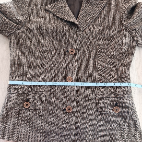 Anne Klein Wool Blazer Brown Tweed Tan Red Herringbone Pockets Lined Size 8 - Picture 7 of 13